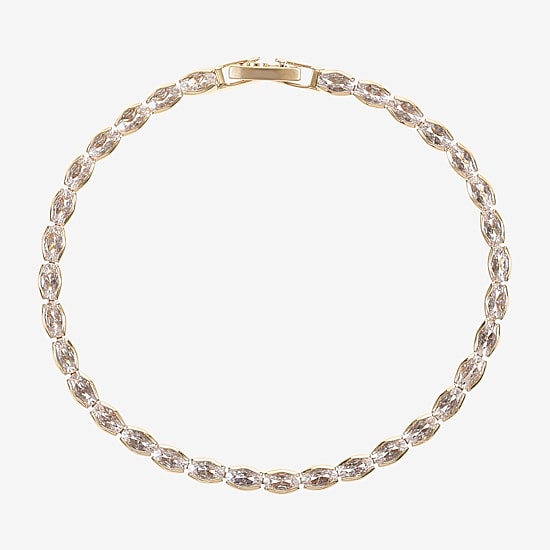 Sparkle Allure Womens Cubic Zirconia 14K Gold Over Brass Oval 7.5 Inch Tennis Bracelet
