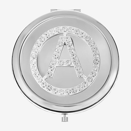 Monet Jewelry Initial Gray Round Compact Mirror