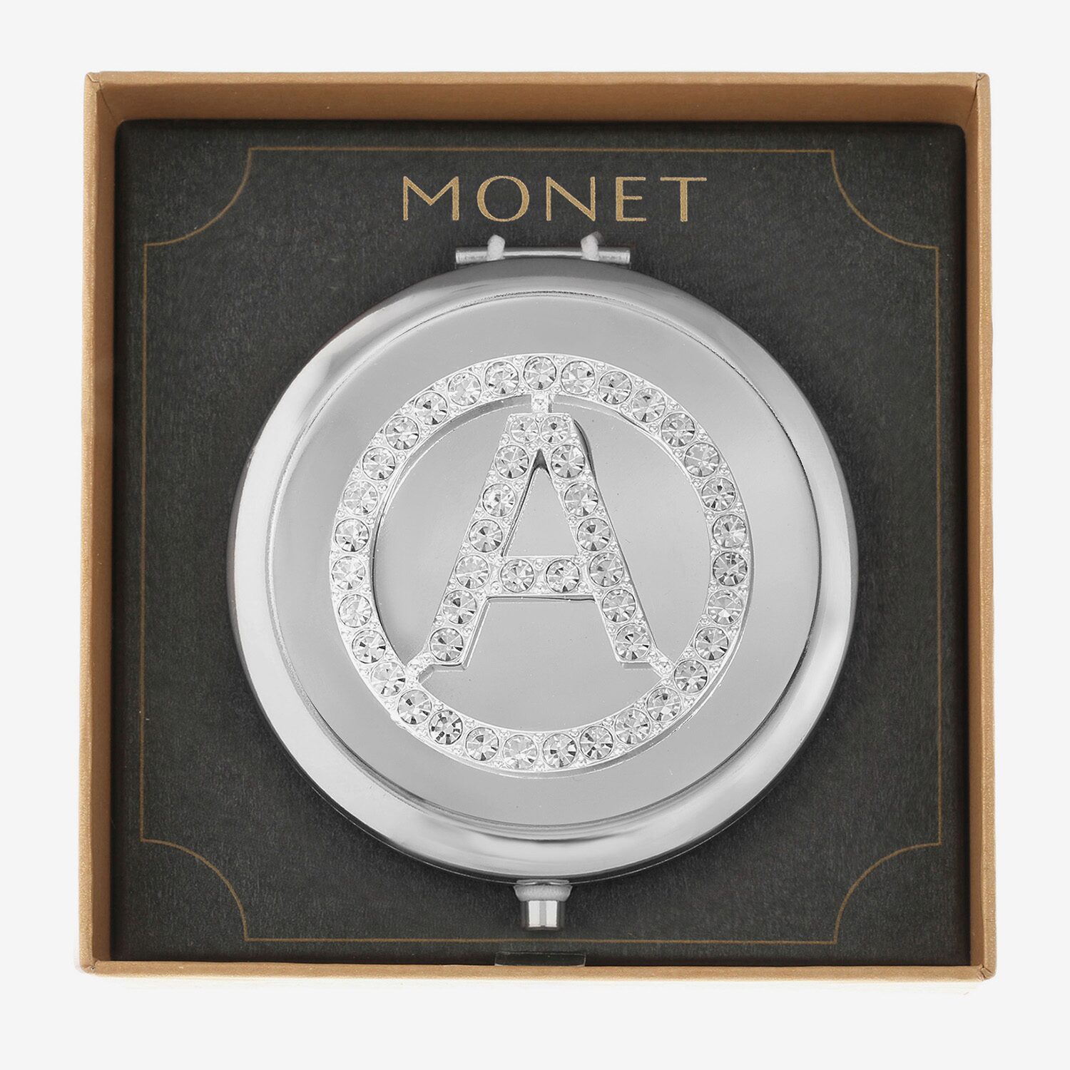 Monet Jewelry Initial Gray Round Compact Mirror