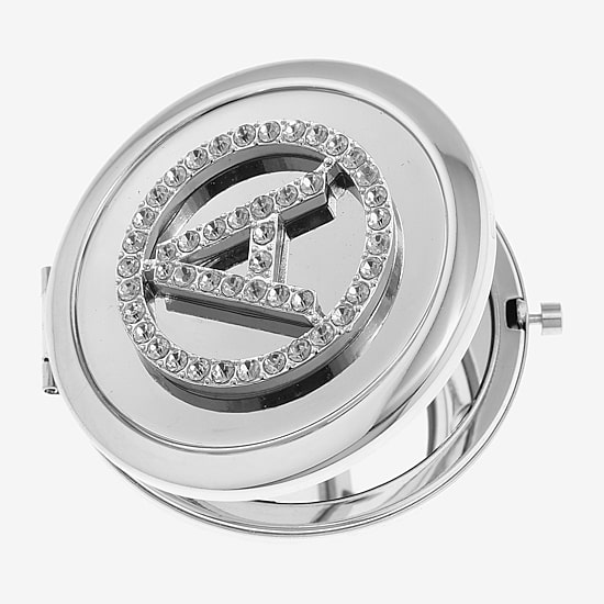Monet Jewelry Initial Gray Round Compact Mirror