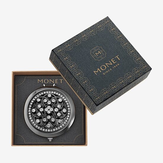 Monet Jewelry Hematite Gray Compact Mirror