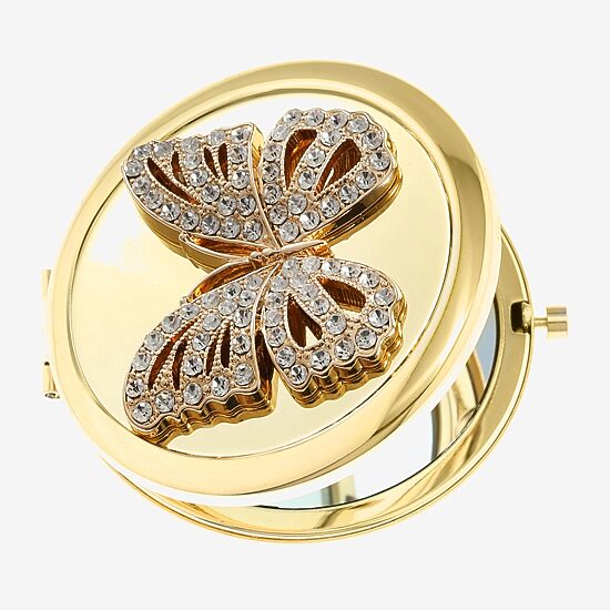 Monet Jewelry Gold Tone Gold Tone Butterfly Compact Mirror