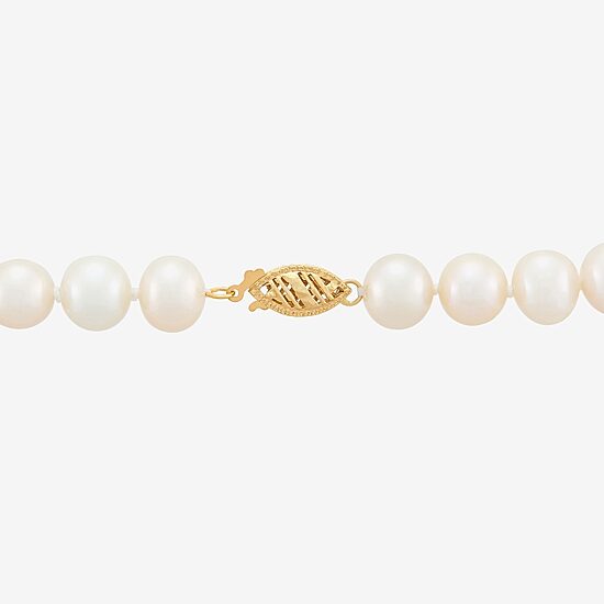 Womens White 10K Gold 18 Inch Strand Necklace