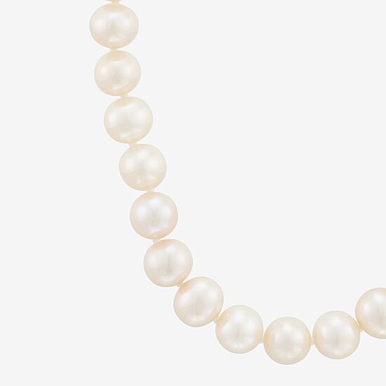 Womens White 10K Gold 18 Inch Strand Necklace