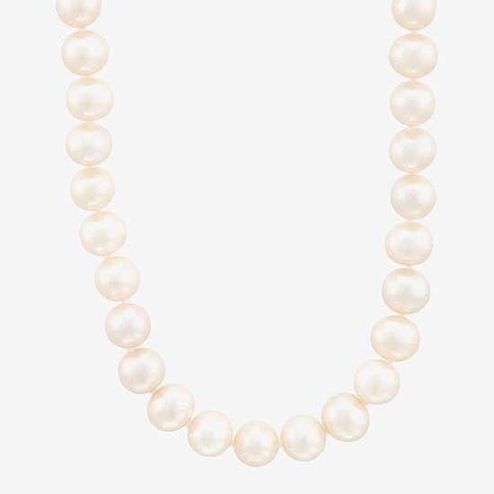 Womens White 10K Gold 18 Inch Strand Necklace