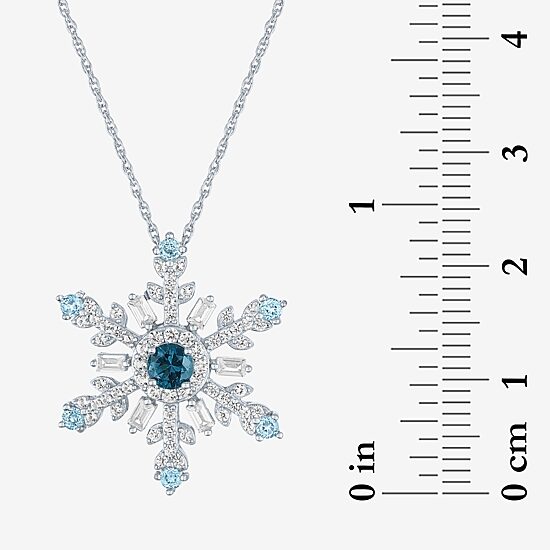 Womens Genuine Blue Topaz Sterling Silver Snowflake 16 Inch Pendant Necklace