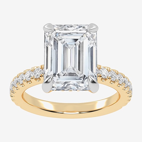 (G-H / Vs2-Si1) Womens 5 1/2 CT. T.W. Lab Grown White Diamond 14K Gold Side Stone Engagement Ring