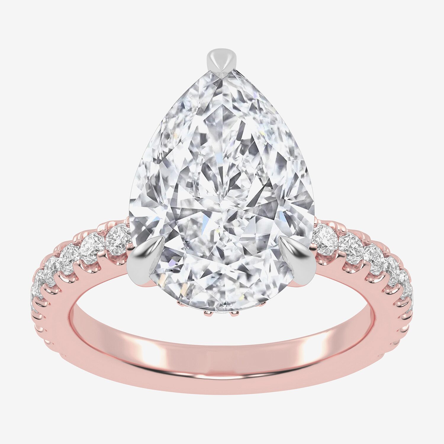 (G-H / Vs2-Si1) Womens 5 1/2 CT. T.W. Lab Grown White Diamond 14K Gold Pear Side Stone Engagement Ring