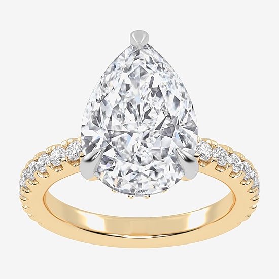 (G-H / Vs2-Si1) Womens 5 1/2 CT. T.W. Lab Grown White Diamond 14K Gold Pear Side Stone Engagement Ring