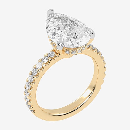 (G-H / Vs2-Si1) Womens 5 1/2 CT. T.W. Lab Grown White Diamond 14K Gold Pear Side Stone Engagement Ring