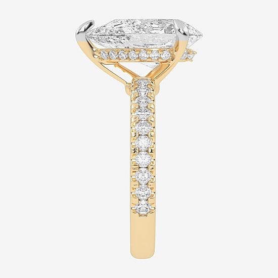 (G-H / Vs2-Si1) Womens 5 1/2 CT. T.W. Lab Grown White Diamond 14K Gold Pear Side Stone Engagement Ring
