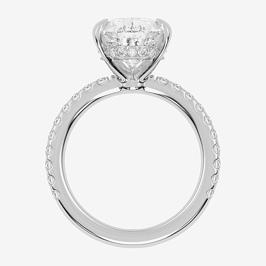 (G-H / Vs2-Si1) Womens 4 1/2 CT. T.W. Lab Grown White Diamond 14K Gold Pear Side Stone Engagement Ring