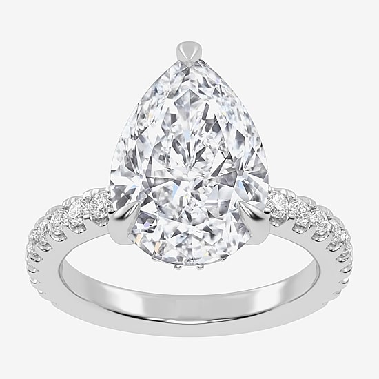 (G-H / Vs2-Si1) Womens 4 1/2 CT. T.W. Lab Grown White Diamond 14K Gold Pear Side Stone Engagement Ring