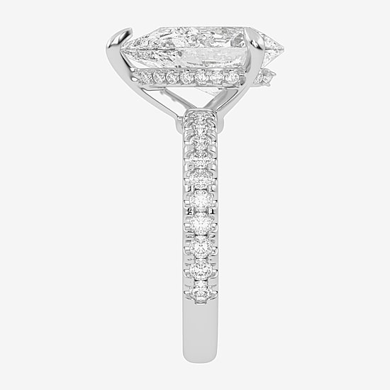 (G-H / Vs2-Si1) Womens 4 1/2 CT. T.W. Lab Grown White Diamond 14K Gold Pear Side Stone Engagement Ring