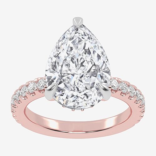 Modern Bride (g-h / Vs2-si1) Womens 4 1/2 Ct. T.w. Lab Grown White Diamond 14k Gold Pear Side Stone Engagement Ri In Rose