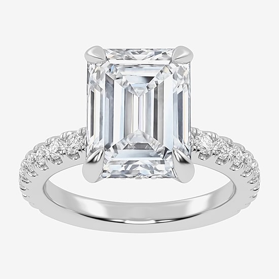 (G-H / Vs2-Si1) Womens 4 1/2 CT. T.W. Lab Grown White Diamond 14K Gold Side Stone Engagement Ring