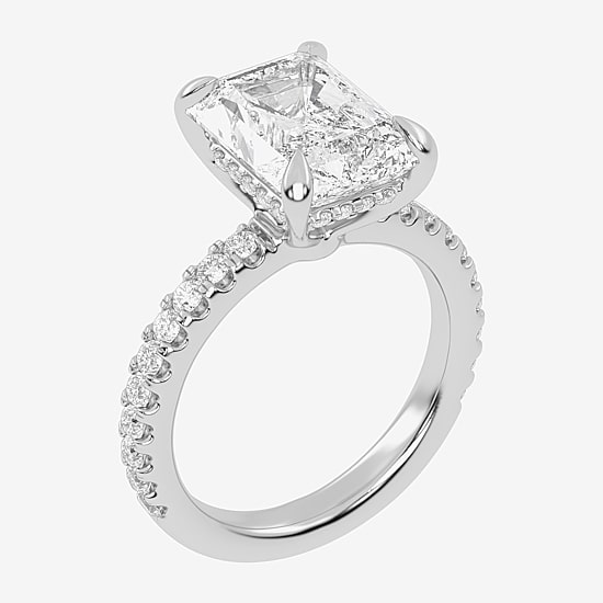 (G-H / Vs2-Si1) Womens 4 1/2 CT. T.W. Lab Grown White Diamond 14K Gold Side Stone Engagement Ring