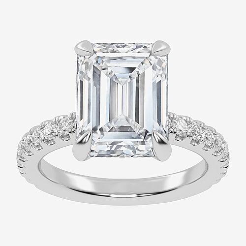 (G-H / Vs2-Si1) Womens 3 1/2 CT. T.W Lab Grown White Diamond 14K Gold Side Stone Engagement Ring, 5, White