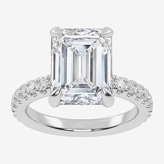 (G-H / Vs2-Si1) Womens 3 1/2 CT. T.W Lab Grown White Diamond 14K Gold Side Stone Engagement Ring
