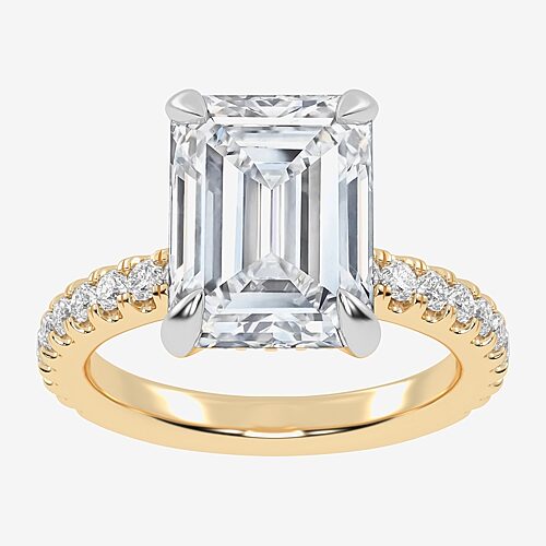 (G-H / Vs2-Si1) Womens 3 1/2 CT. T.W Lab Grown White Diamond 14K Gold Side Stone Engagement Ring, 7, Yellow