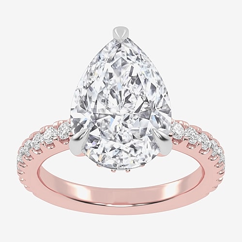 Modern Bride (g-h / Vs2-si1) Womens 3 1/2 Ct. T.w Lab Grown White Diamond 14k Gold Pear Side Stone Engagement Rin In Pink