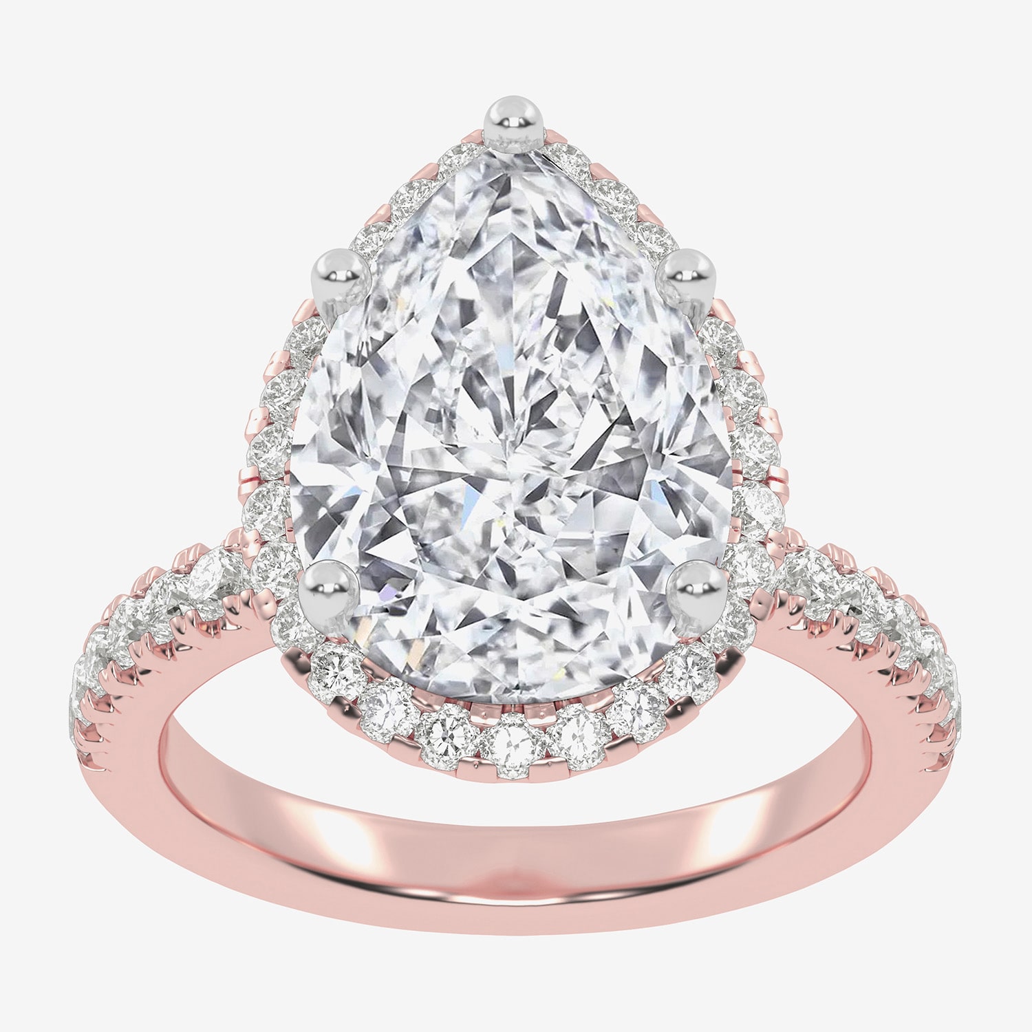 G-H / Vs2-Si1) Womens 3 1/2 CT. T.W Lab Grown White Diamond 14K Gold Side Stone Halo Engagement Ring
