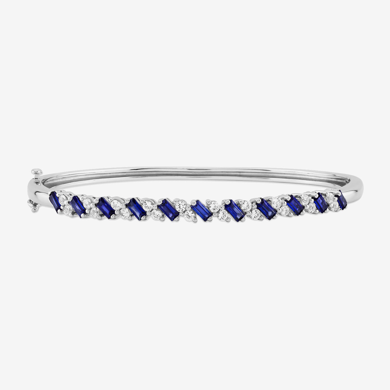 Limited Quantities! Womens Lab Created Blue Ceylon Sapphire Sterling Silver Bangle Bracelet
