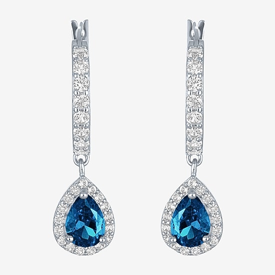 Gemstone Sterling Silver Pear Drop Earrings
