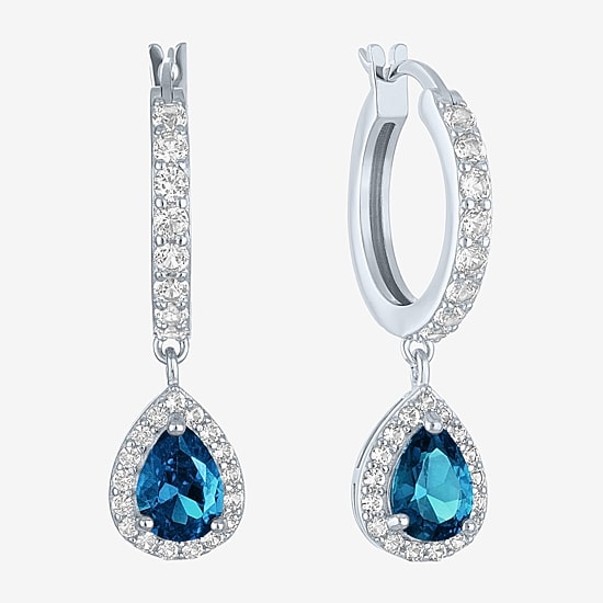 Gemstone Sterling Silver Pear Drop Earrings