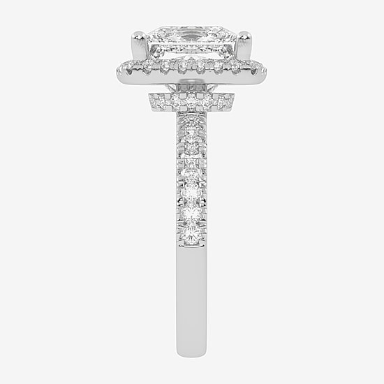 (G-H / Vs2-Si1) Womens 5 1/2 CT. T.W. Lab Grown White Diamond 14K Gold Side Stone Halo Engagement Ring