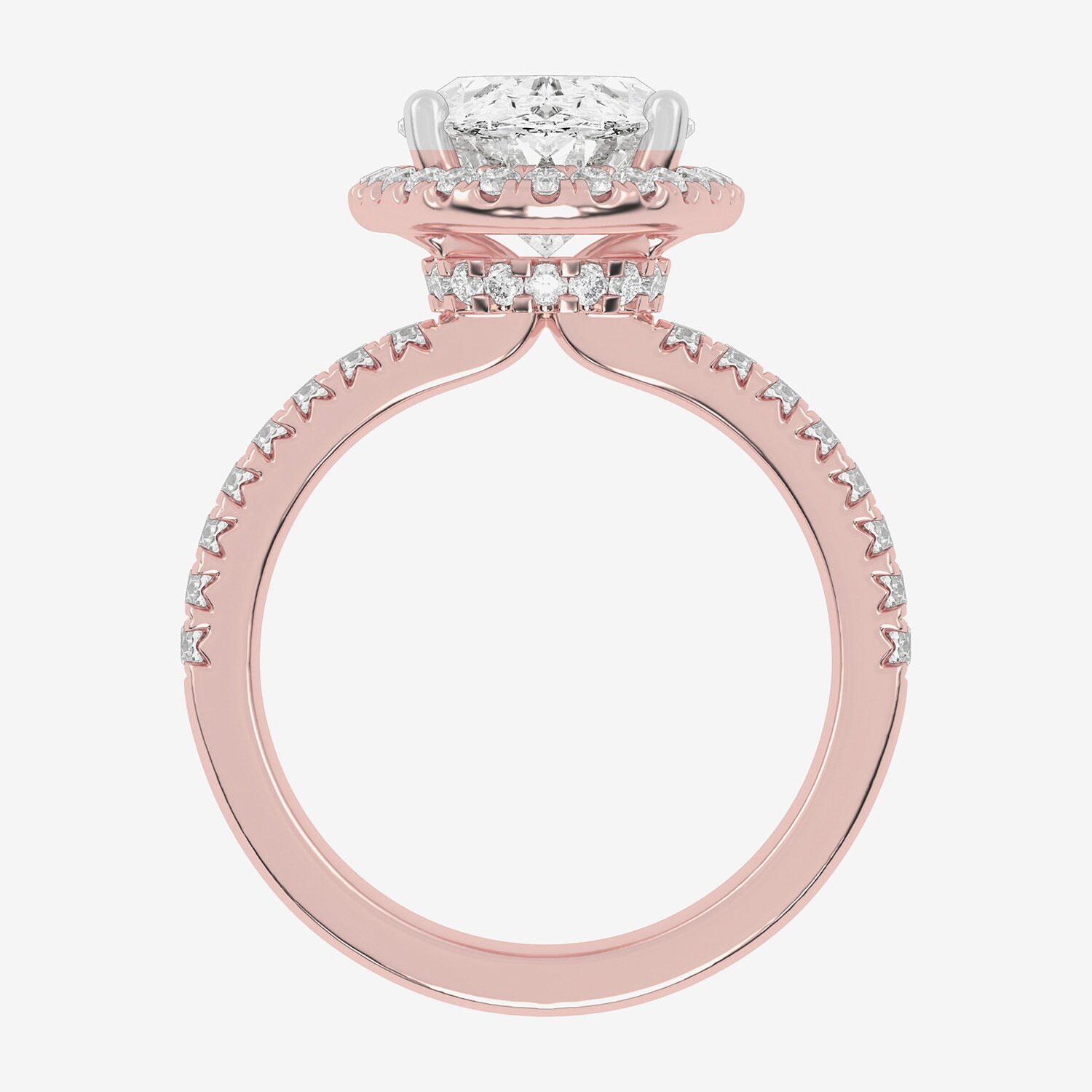 G-H / Vs2-Si1) Womens / CT. T.W. Lab Grown White Diamond 14K Gold Oval Side Stone Halo Engagement Ring