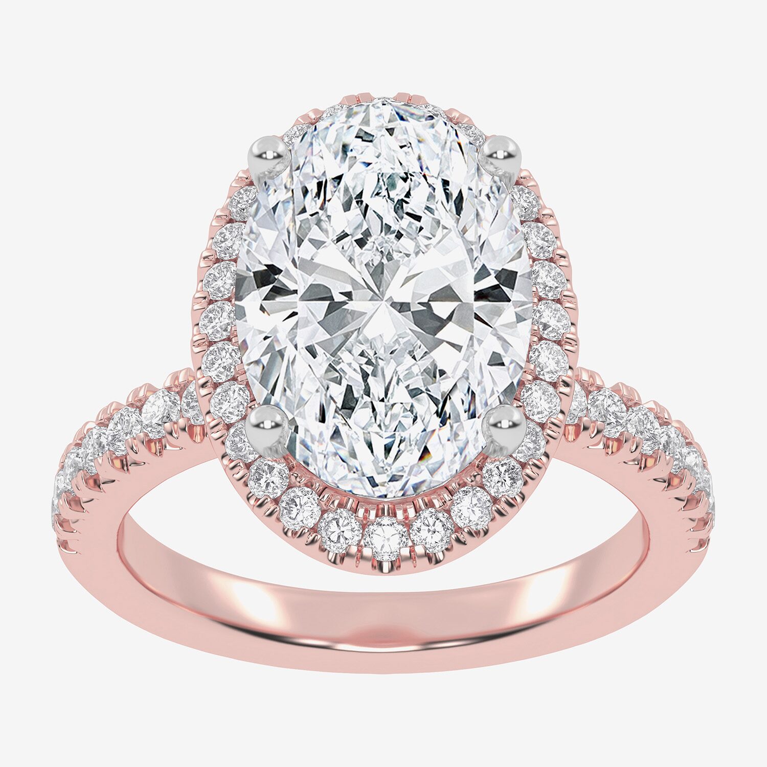 G-H / Vs2-Si1) Womens / CT. T.W. Lab Grown White Diamond 14K Gold Oval Side Stone Halo Engagement Ring