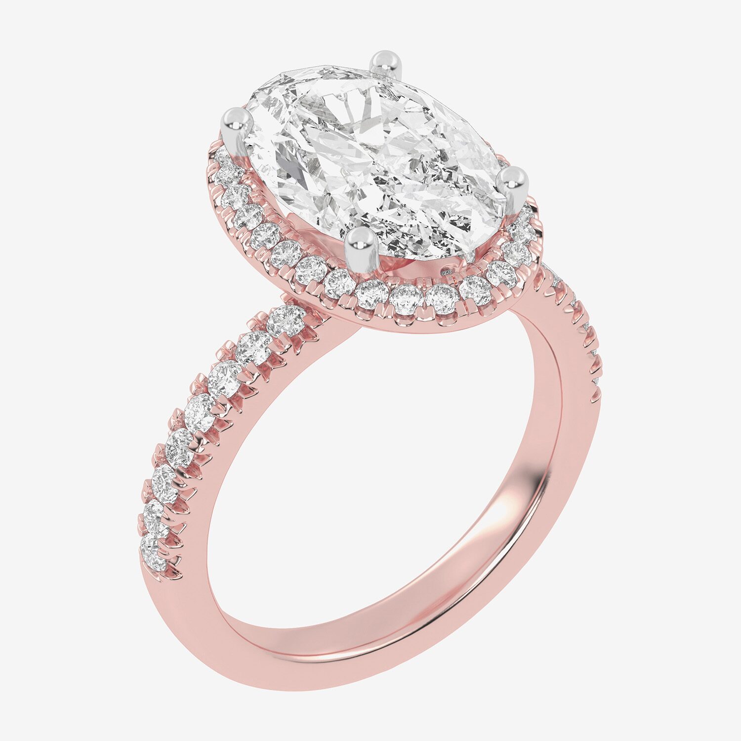 G-H / Vs2-Si1) Womens / CT. T.W. Lab Grown White Diamond 14K Gold Oval Side Stone Halo Engagement Ring