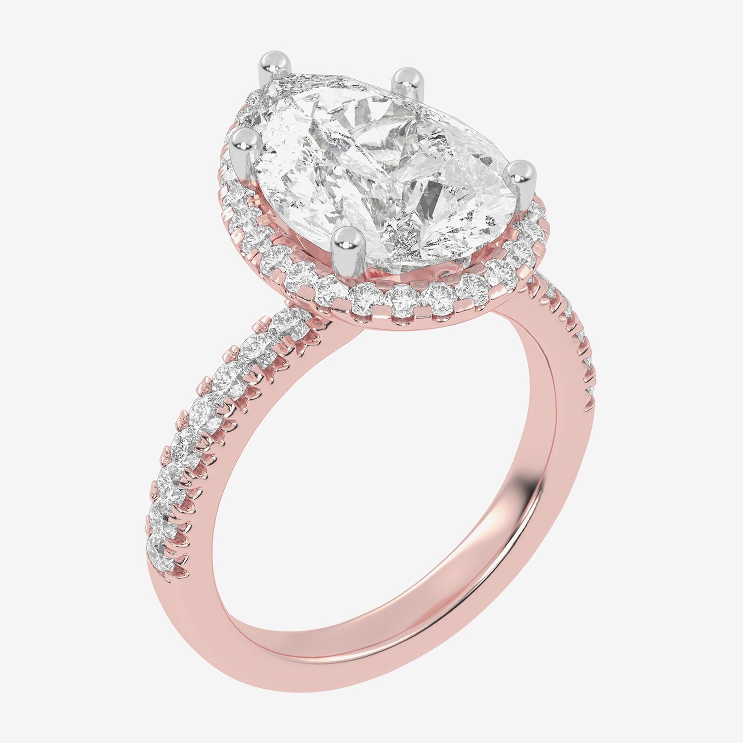 G-H / Vs2-Si1) Womens / CT. T.W. Lab Grown White Diamond 14K Gold Pear Side Stone Halo Engagement Ring
