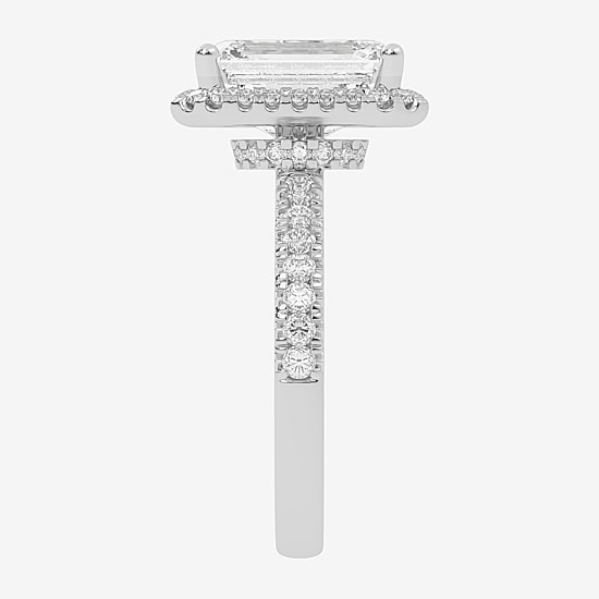 (G-H / Vs2-Si1) Womens 5 1/2 CT. T.W. Lab Grown White Diamond 14K Gold Side Stone Halo Engagement Ring