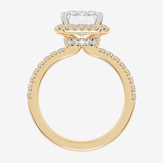 (G-H / Vs2-Si1) Womens 4 1/2 CT. T.W. Lab Grown White Diamond 14K Gold Side Stone Halo Engagement Ring