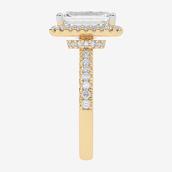 (G-H / Vs2-Si1) Womens 4 1/2 CT. T.W. Lab Grown White Diamond 14K Gold Side Stone Halo Engagement Ring