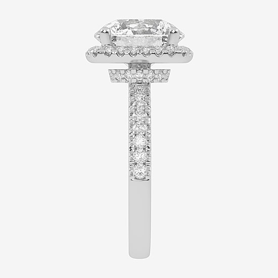 (G-H / Vs2-Si1) Womens 3 1/2 CT. T.W Lab Grown White Diamond 14K Gold Round Side Stone Halo Engagement Ring