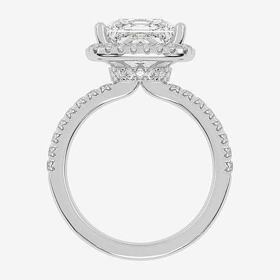 (G-H / Vs2-Si1) Womens 3 1/2 CT. T.W Lab Grown White Diamond 14K Gold Side Stone Halo Engagement Ring