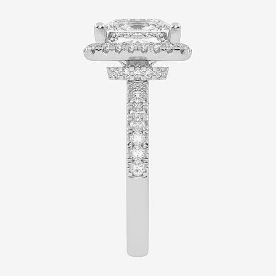 (G-H / Vs2-Si1) Womens 3 1/2 CT. T.W Lab Grown White Diamond 14K Gold Side Stone Halo Engagement Ring