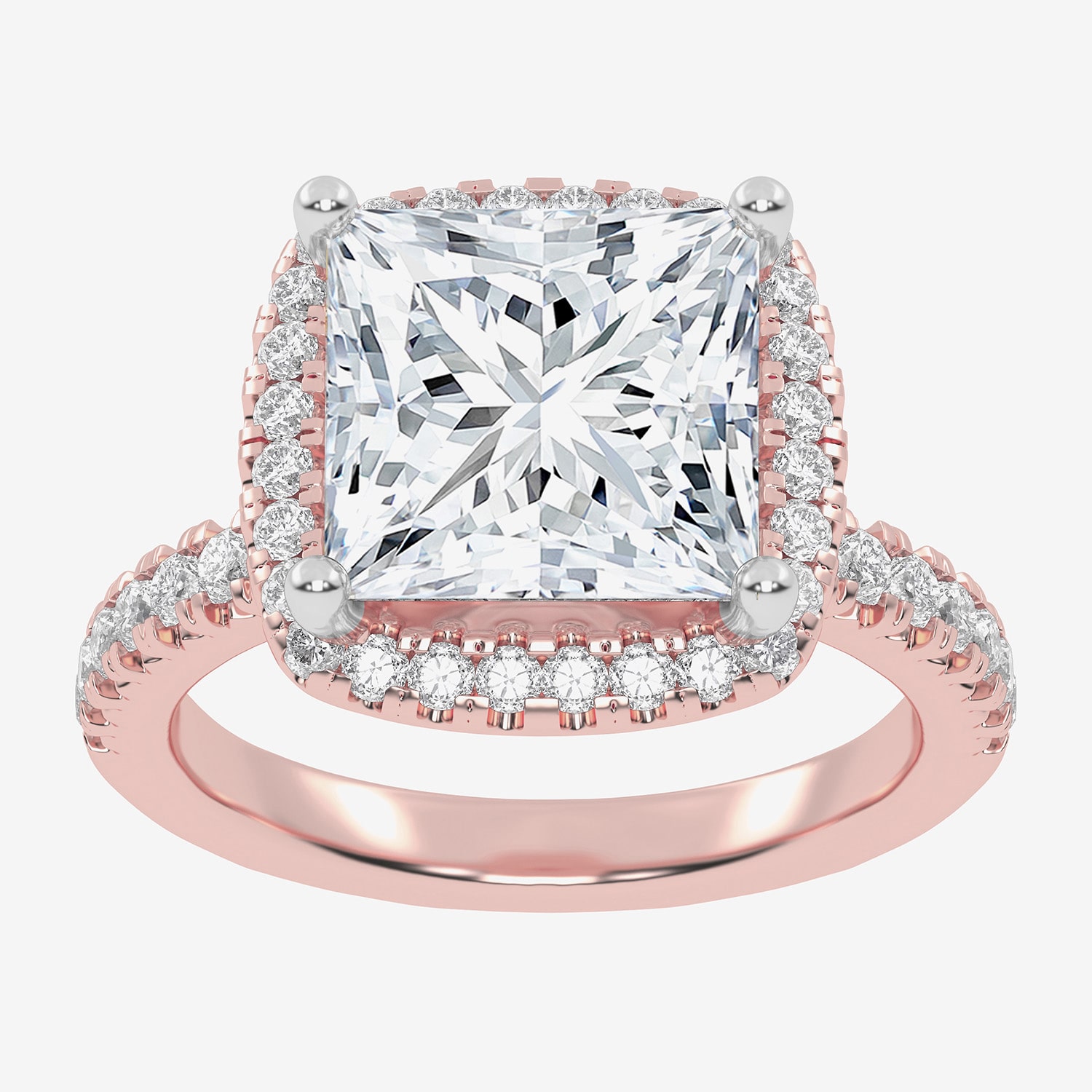 G-H / Vs2-Si1) Womens 3 1/2 CT. T.W Lab Grown White Diamond 14K Gold Side Stone Halo Engagement Ring