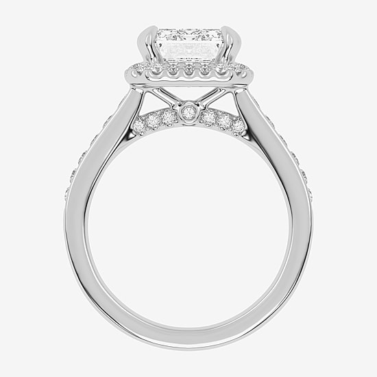 (G-H / Vs2-Si1) Womens 5 1/2 CT. T.W. Lab Grown White Diamond 14K Gold Side Stone Halo Engagement Ring