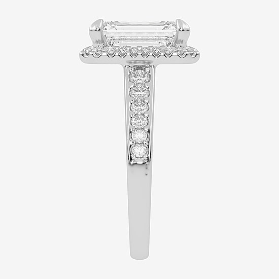 (G-H / Vs2-Si1) Womens 5 1/2 CT. T.W. Lab Grown White Diamond 14K Gold Side Stone Halo Engagement Ring