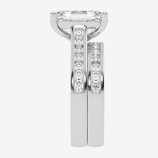 (G-H / Vs2-Si1) Womens 4 CT. T.W. Lab Grown White Diamond 14K Gold Side Stone Bridal Set