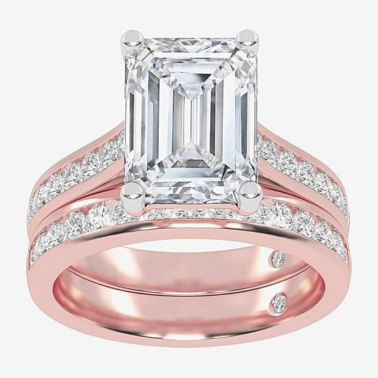 (G-H / Vs2-Si1) Womens 4 CT. T.W. Lab Grown White Diamond 14K Gold Side Stone Bridal Set