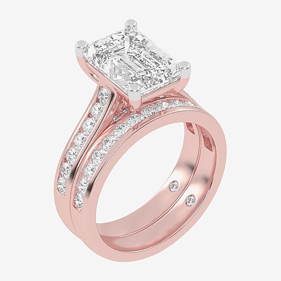 (G-H / Vs2-Si1) Womens 4 CT. T.W. Lab Grown White Diamond 14K Gold Side Stone Bridal Set