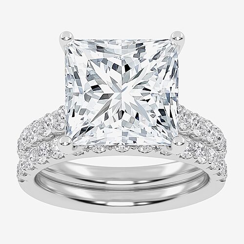 Signature By Modern Bride (G-H / Vs2-Si1) Womens 6 CT. T.W. Lab Grown White Diamond 14K Gold Side Stone Bridal Set, 9, White