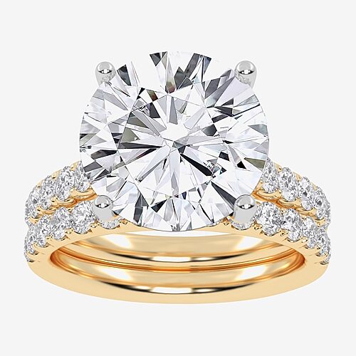 Signature By Modern Bride (G-H / Vs2-Si1) Womens 6 CT. T.W. Lab Grown White Diamond 14K Gold Side Stone Bridal Set, 9, Yellow