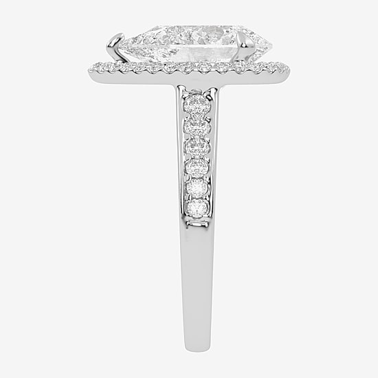 (G-H / Vs2-Si1) Womens 5 1/2 CT. T.W. Lab Grown White Diamond 14K Gold Side Stone Halo Engagement Ring
