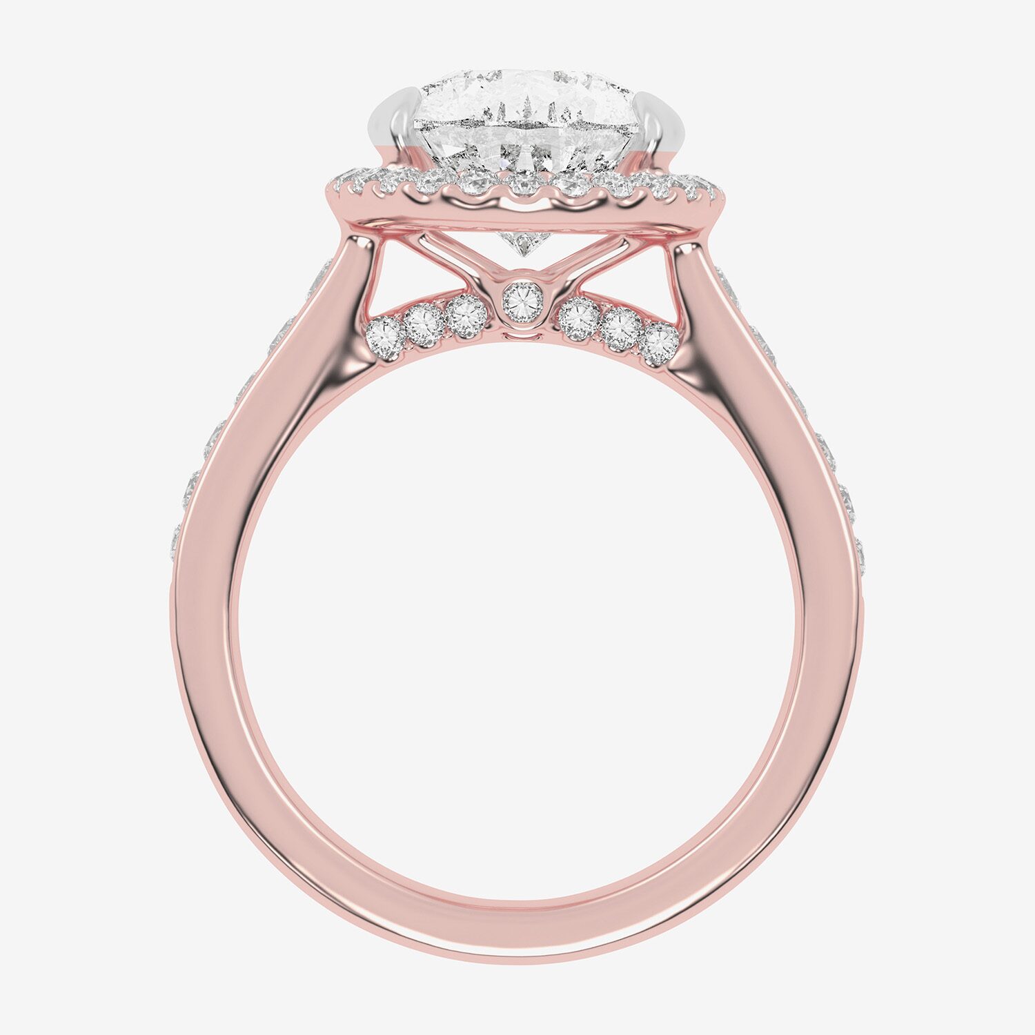 G-H / Vs2-Si1) Womens / CT. T.W. Lab Grown White Diamond 14K Gold Pear Side Stone Halo Engagement Ring